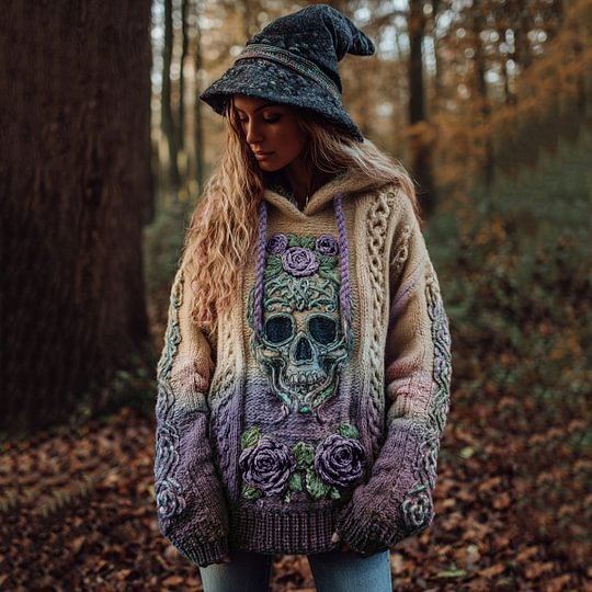 And Relaxed-fit Hoodie Top Casual Drop-shoulder Vintage Printed Sweater