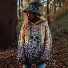 And Relaxed-fit Hoodie Top Casual Drop-shoulder Vintage Printed Sweater