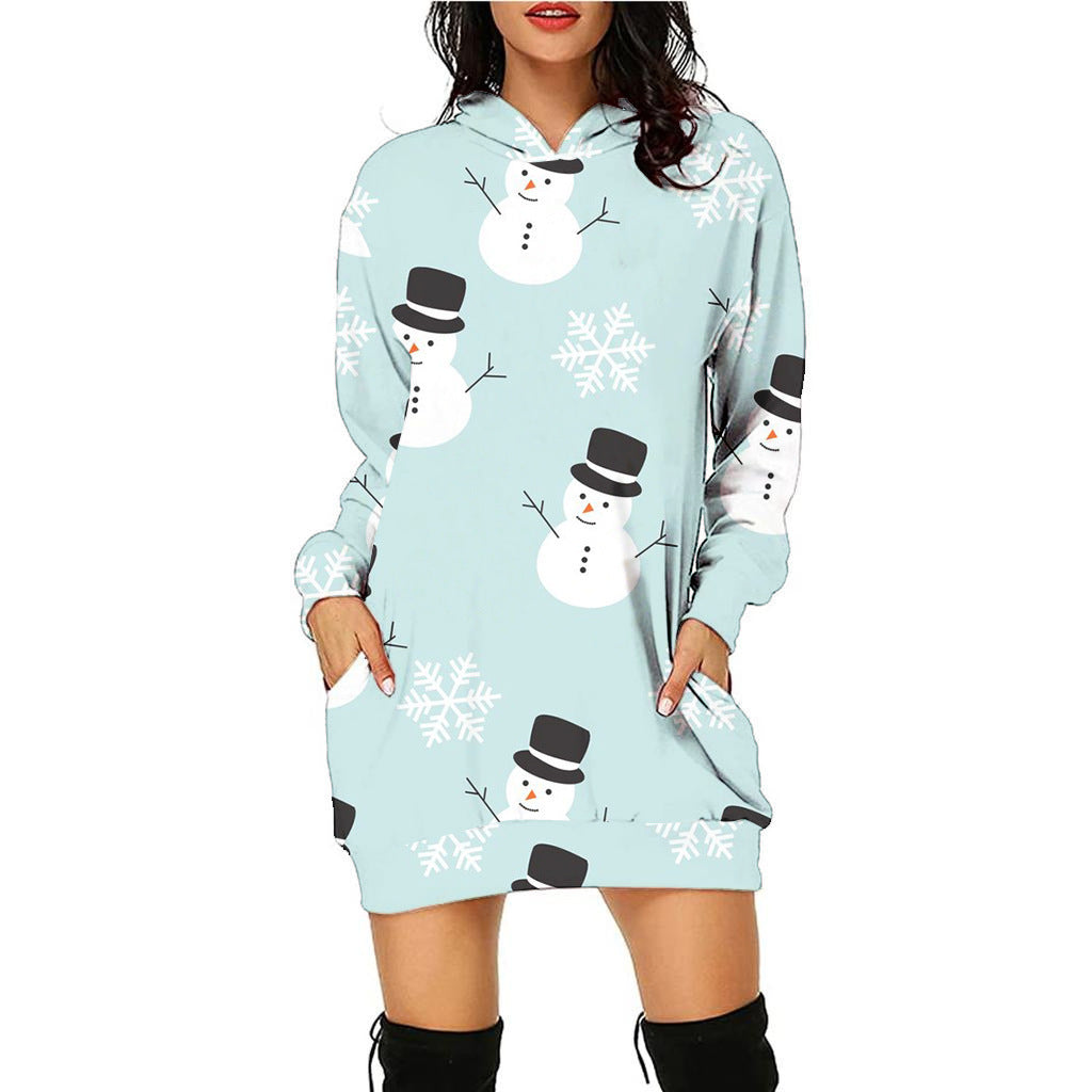 Casual Printing Christmas Holiday Party Sweater Dress