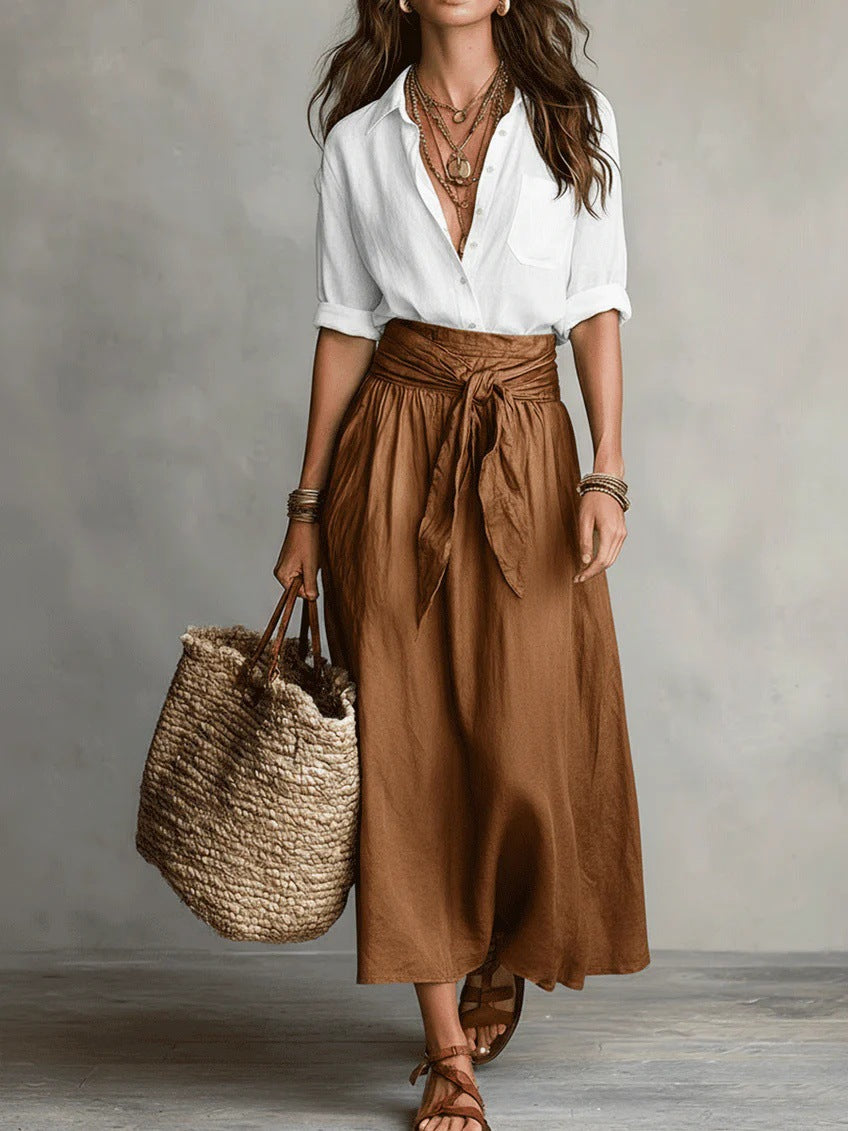 Casual Skirt And Shirt Two-Piece Set