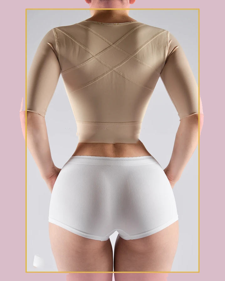 Strapless top with middle sleeve breasted hood