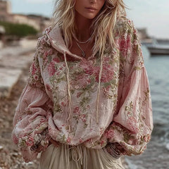 Long Sleeve Hooded Sweatshirt Pullover Loose Casual Top