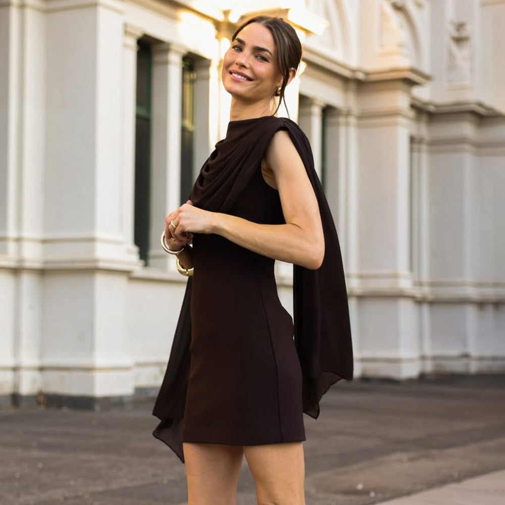 Solid-Colored Ribbon Womens Dress