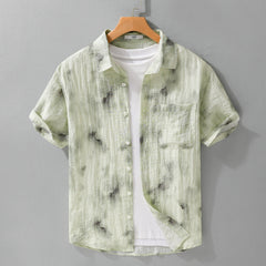 Cool Linen Printed Simple Short Sleeve Shirt