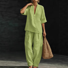 Casual Simple Linen Two-Piece Set