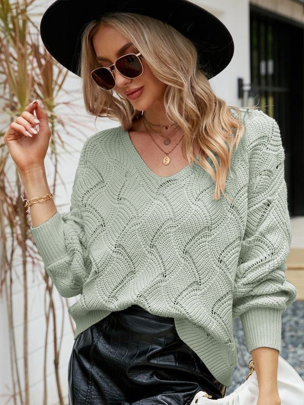 Long-sleeved Solid Color Pullover Loose Sweater