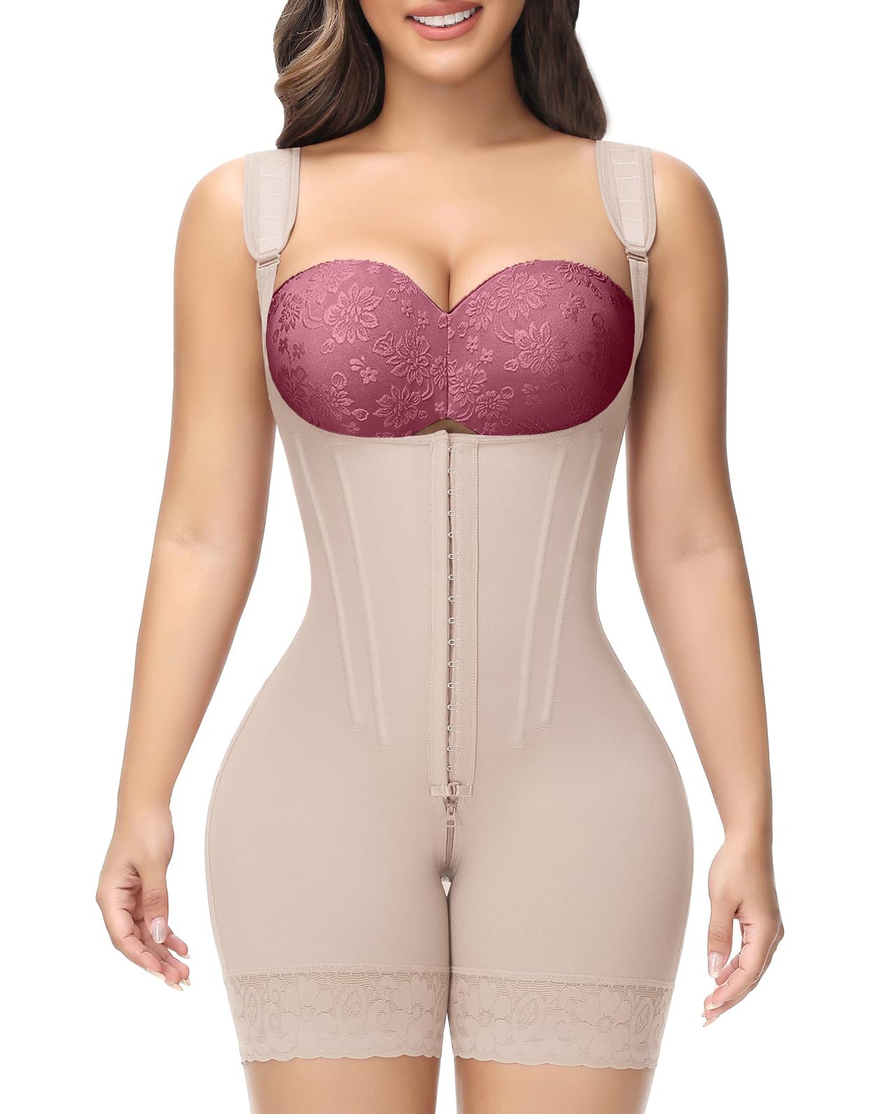 5095 Hook & Eye Tummy Control Zipper Crotch Shaping Bodysuit