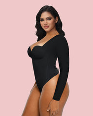 Long Sleeve Back Lace-up Thong Seamless Shapewear