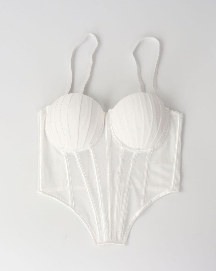 Sheer Mesh Suspender Corset Top