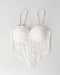 Sheer Mesh Suspender Corset Top