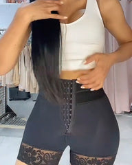 High-waisted Two-layer Lace Paneled Hip-lifting Shorts