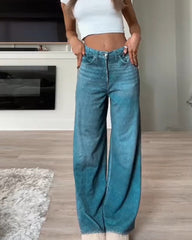 High Waisted Trendy Straight Leg Sweatpant Jeans