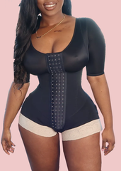 Mid-Sleeve Waist Trainer Bodysuit Shapewear Tummy Control Corset Cincher Postpartum Underwear Fitness Body Shaper