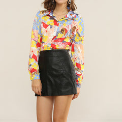 Casual Flower Print Long-sleeved Chiffon Shirt For Women