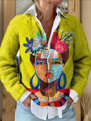 And Style Loose 3D Printed Knitted Cardigan Sweater