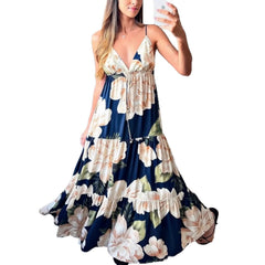 Strapless Waist-cinching Maxi Dress With A Flared Skirt And Floral Print