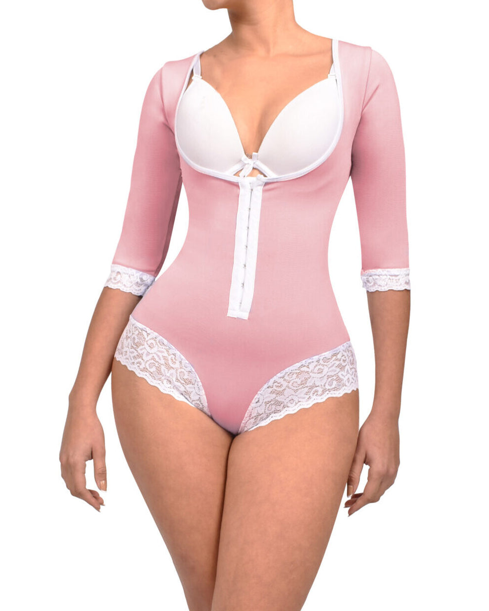 Full Body Waist Trainer Zipper Tummy Control Upper Arm Open Bust Slimmer Corset Shaper Girdle