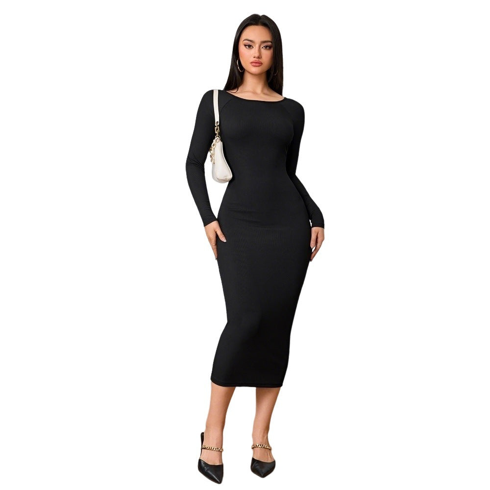 Simple Dress Backless Bodycon Midi Skirt
