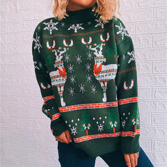 Christmas Theme Elk Snowflake Christmas Tree Knitted Sweater