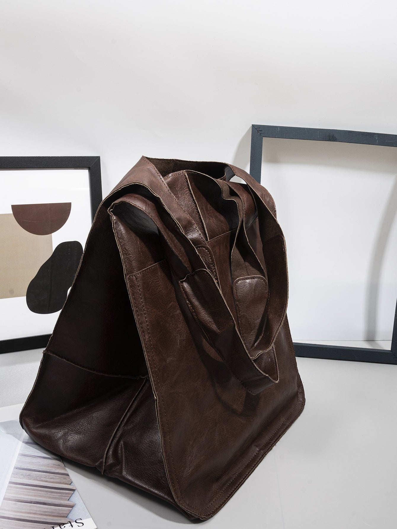 Vintage Large Capacity Handbags PU Soft Leather Big Bag Designer Luxury Shoulder Bag Beach On Vacation Woman Tote Bag
