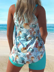 Two-piece Sky-blue Quick-dry Tankini