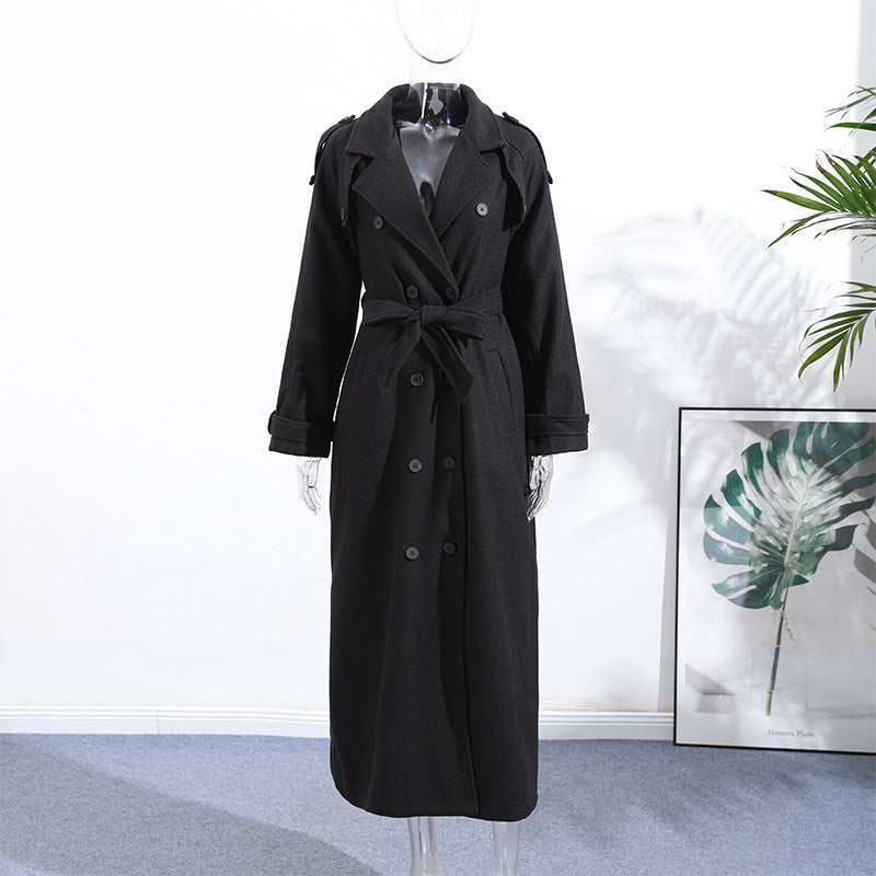 Elegant Wool Long Coat Casual-style Outerwear
