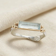 Geometric Quadrilateral Diamond-Encrusted Ring