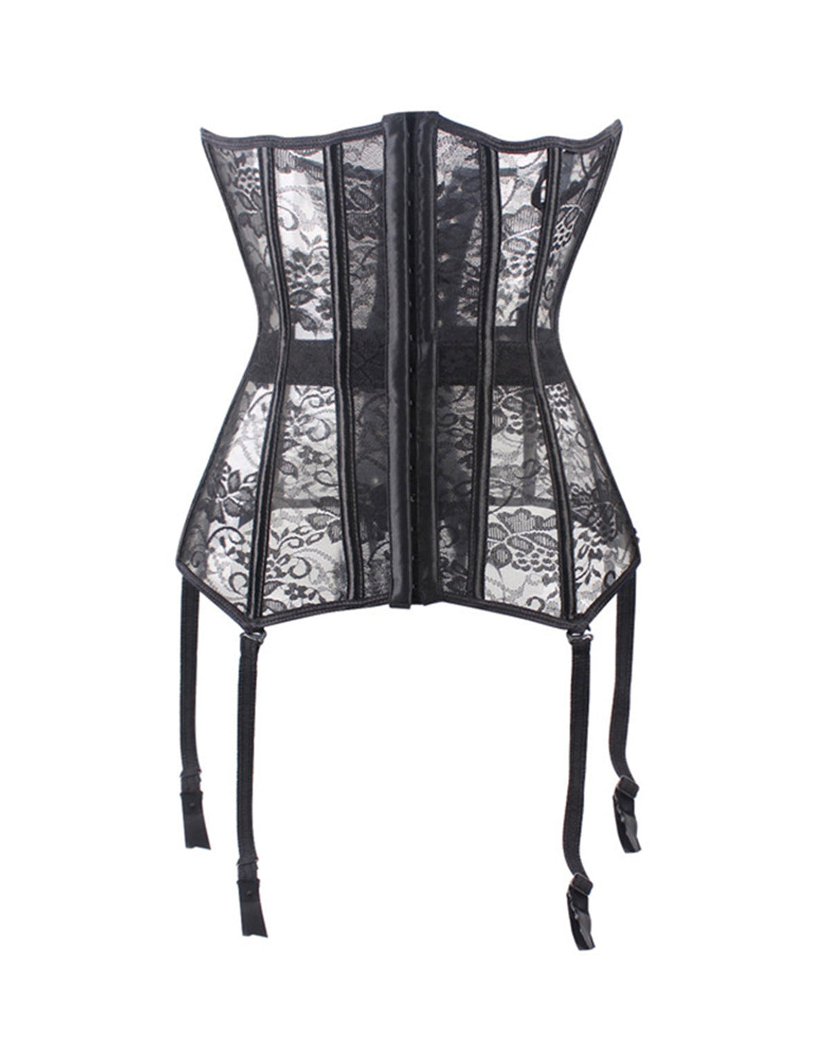Lacing Corset Top Satin Floral Boned Overbust Body Shaper Bustier