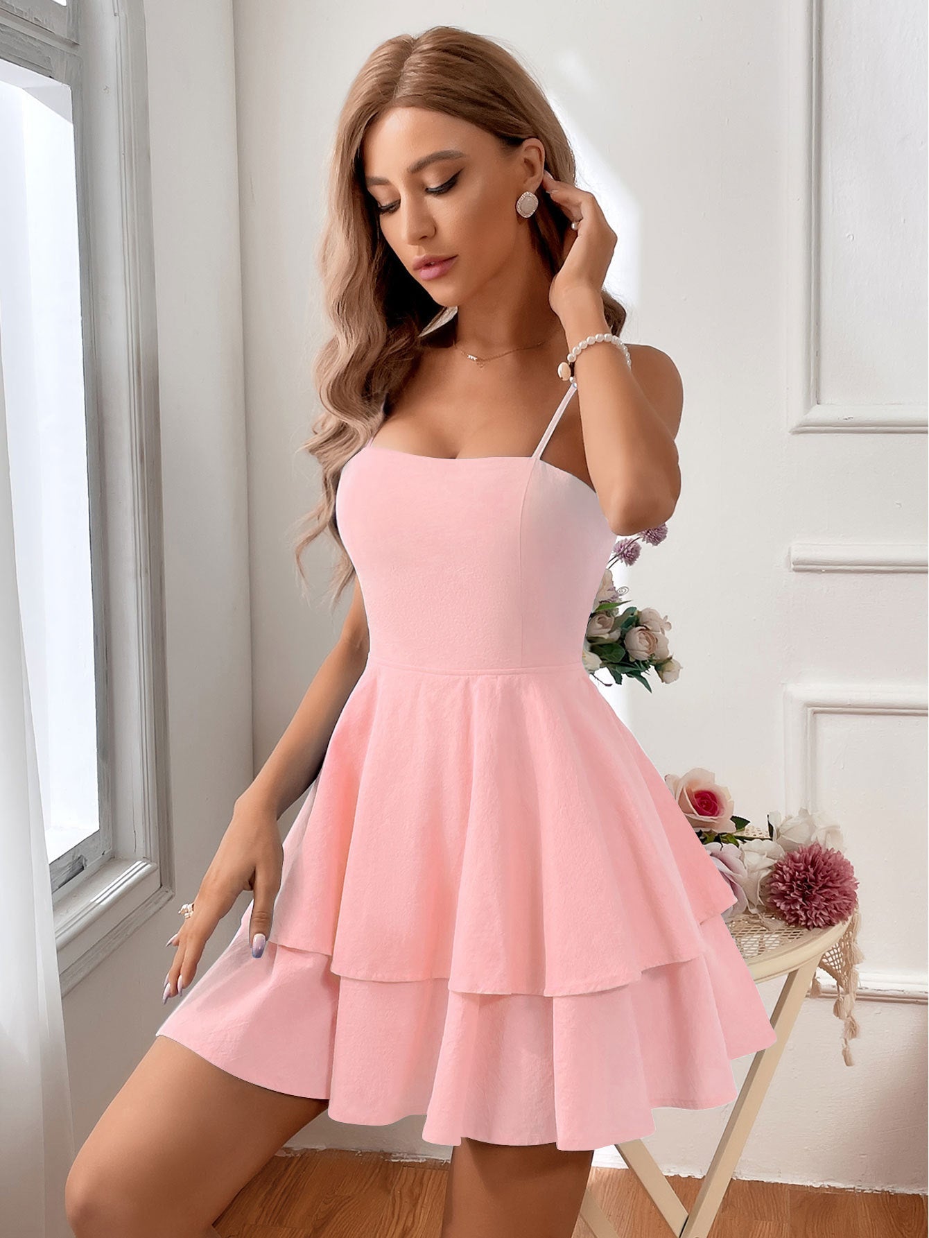 Spring And Hot Item Backless Bow Tie Tied Short Suspender Dress