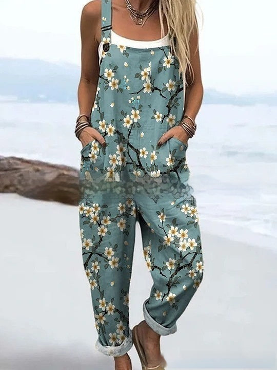 Floral Element Print Casual Jumpsuit