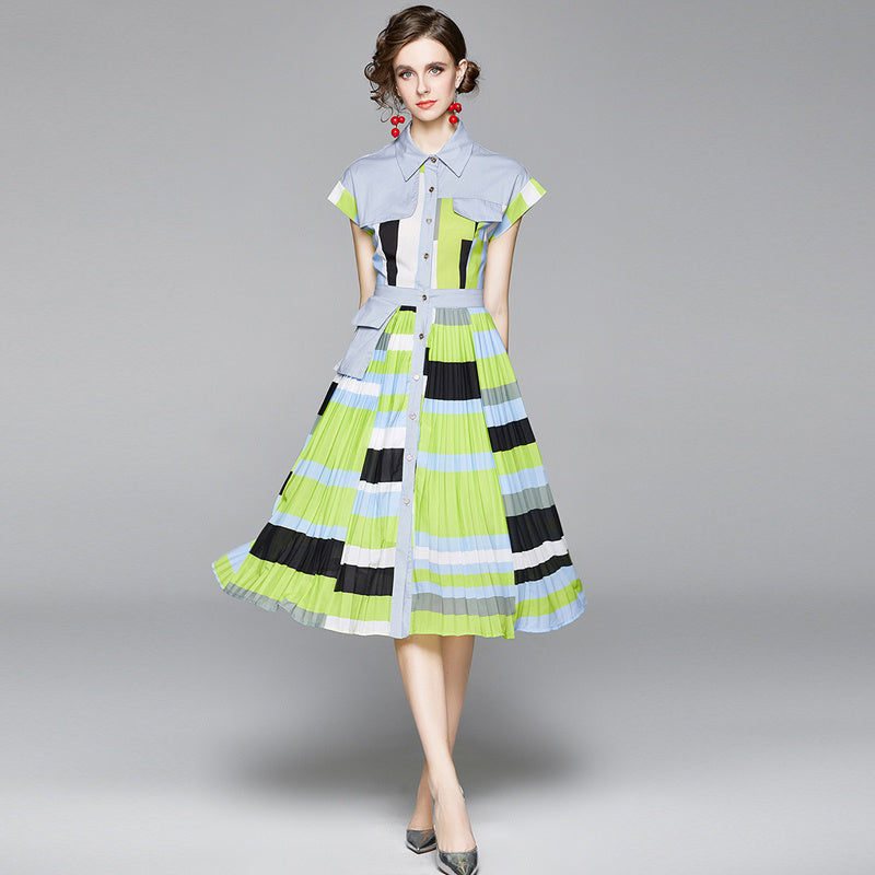 Panel pleated dress