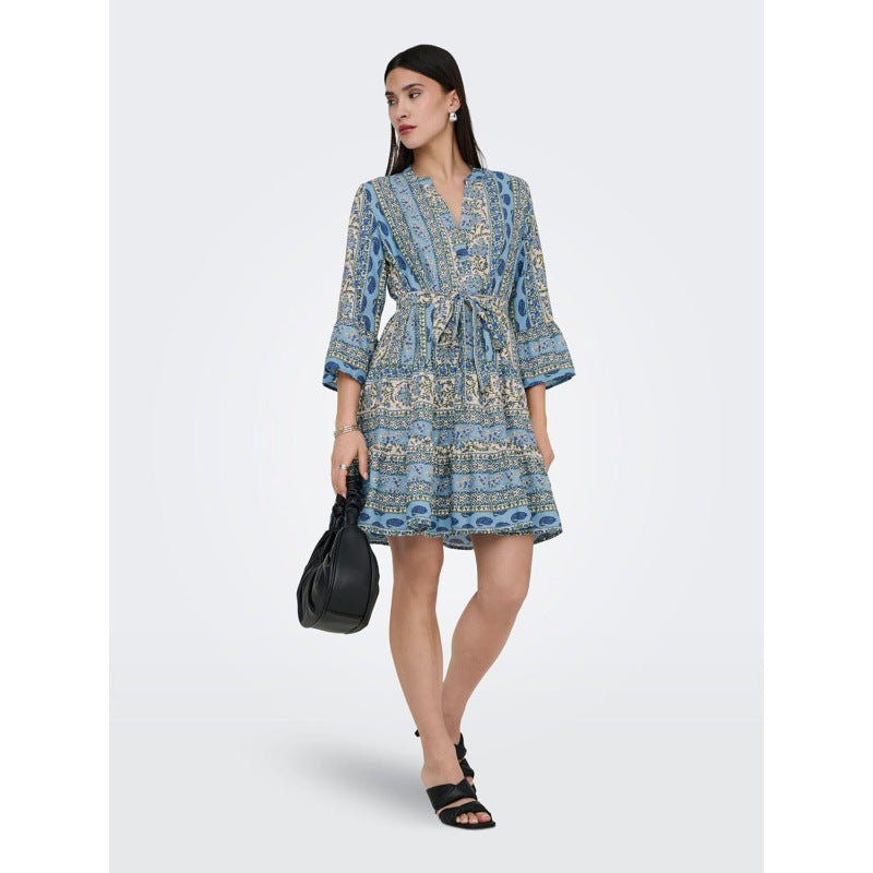 Elegant Relaxed-fit Strap Print Dress