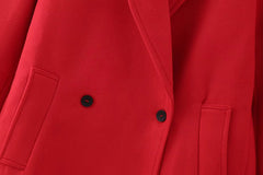 Double Breasted Long Red Overcoat