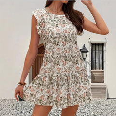 Womens Casual Butterfly Floral Dress