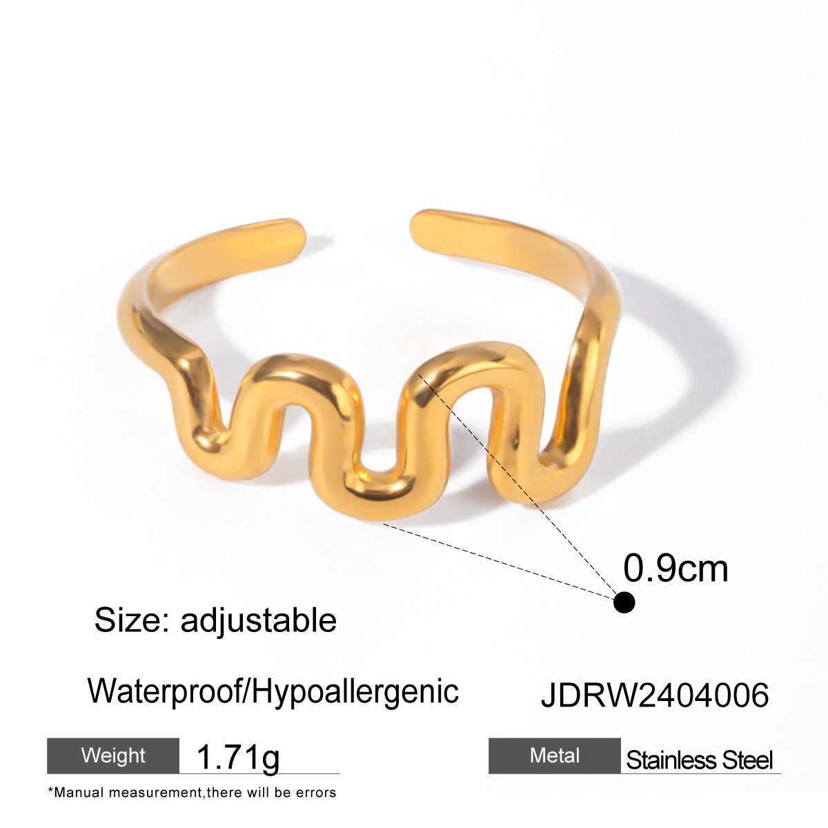 INS Style Titanium Steel Bracelet For Women, 18K Gold Plated Stainless Steel, Trend Wavy Bangle Jewelry