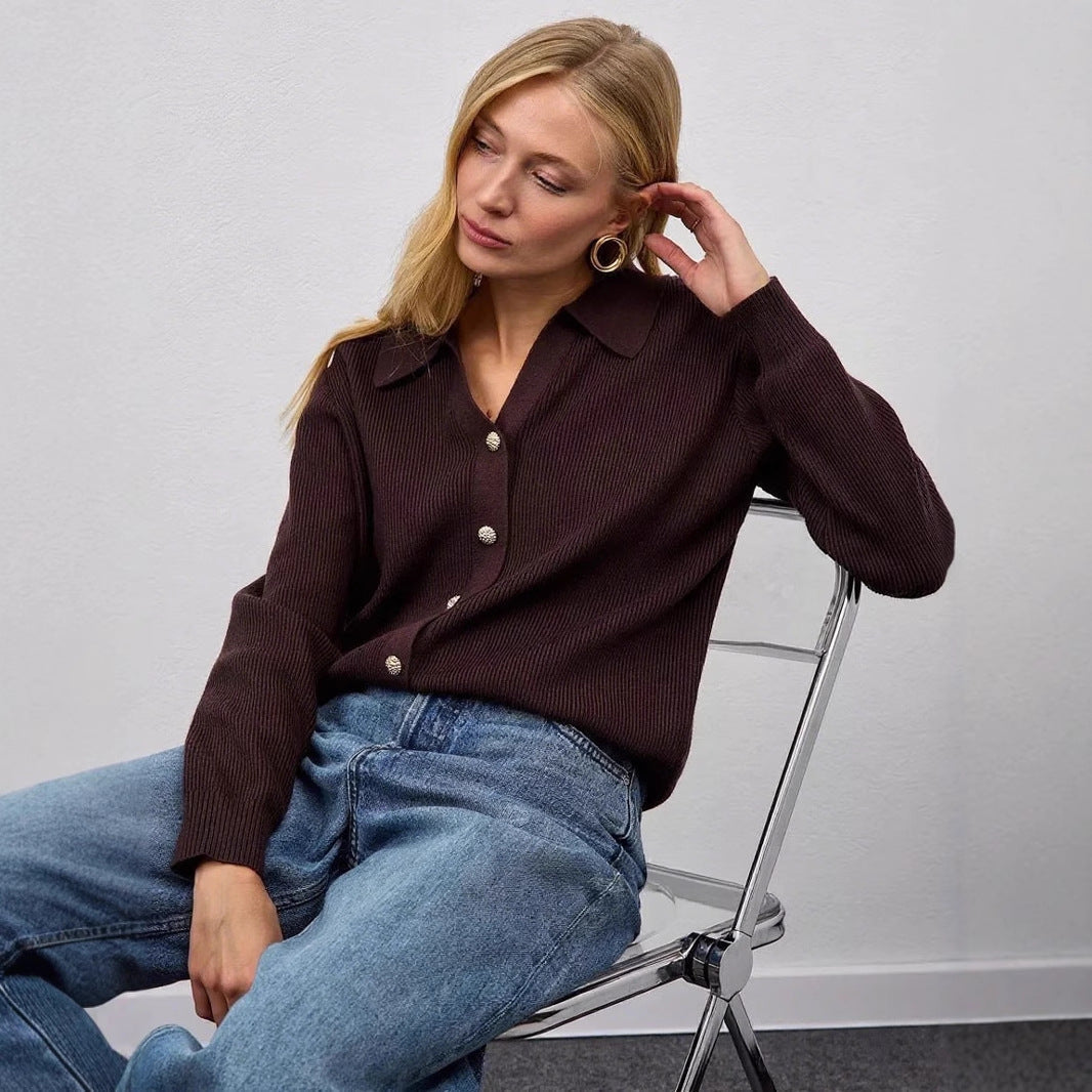 V-neck Casual Knitted Cardigan