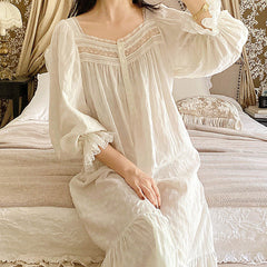 Short-sleeved Thin Pajamas White Sweet Cotton