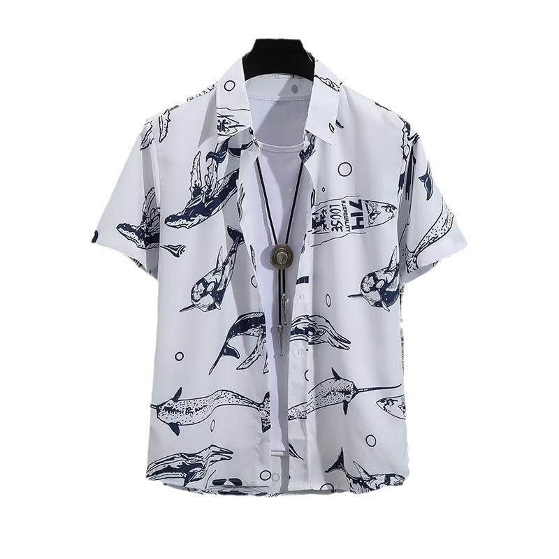 Ins Printed Shirt Beachwear Casual Shorts Suit