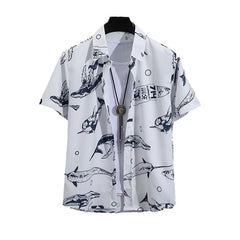 Ins Printed Shirt Beachwear Casual Shorts Suit