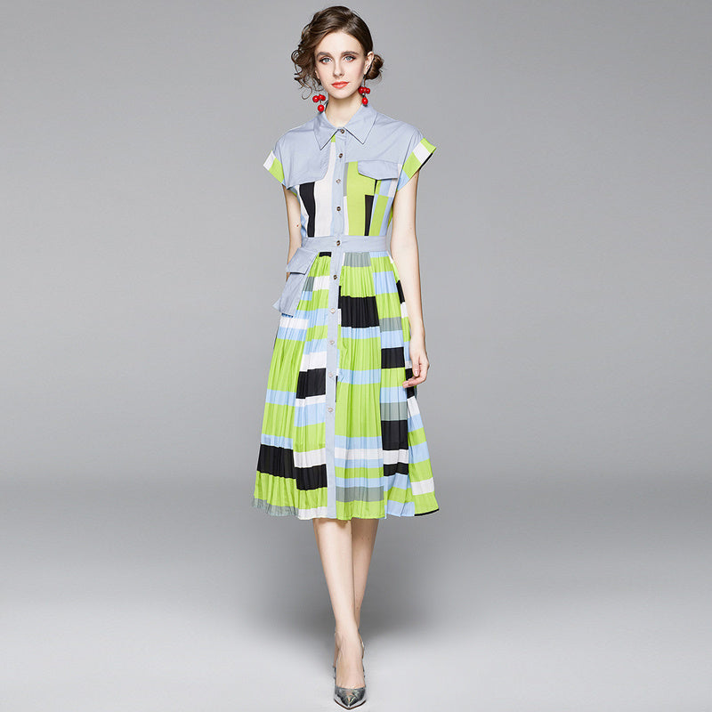 Panel pleated dress