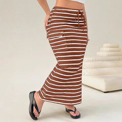 Knitted Simple Pocket Slim-fit Hip Skirt