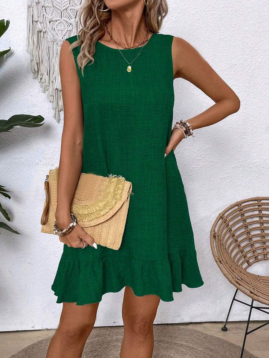 Ruffle Dress Loose Sleeveless Straight Beach Dresses For Women