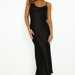 Shoulder Straps Slim-fit Backless Lace-up Long Dress Robe