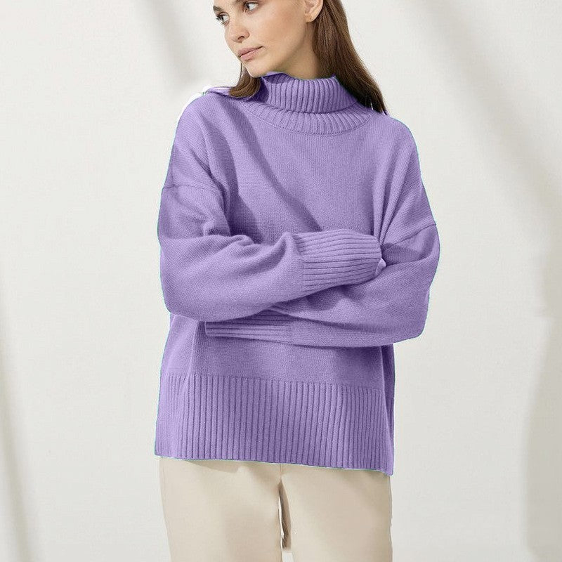 High Collar Loose Knitted Top Sweaters Clothing