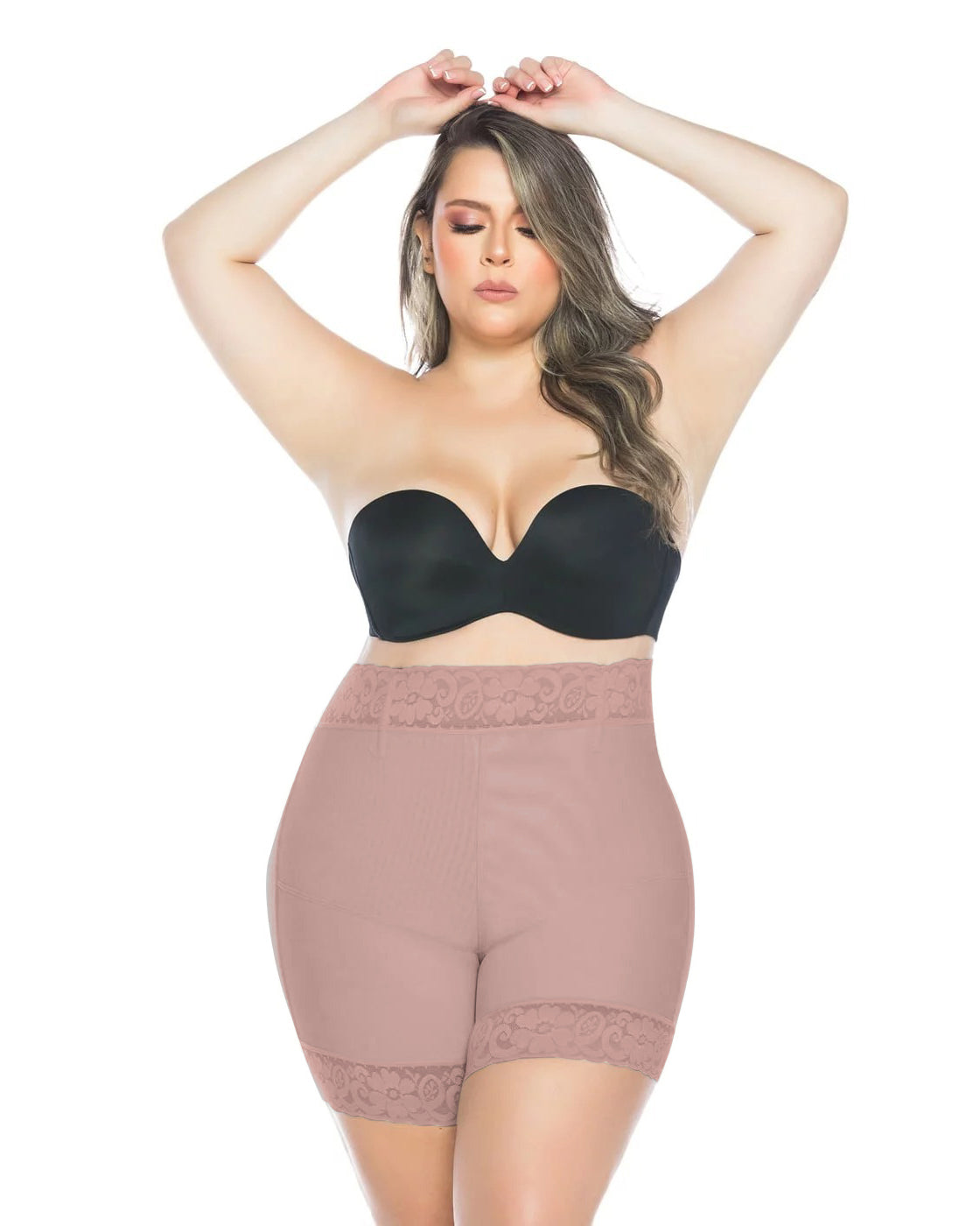 Double Compression High Waist Seamless Butt Lifting Lace Shaper Shorts with Bones