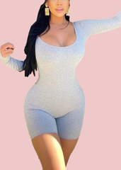 Long Sleeve Ribbed Playsuit