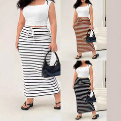 Knitted Simple Pocket Slim-fit Hip Skirt
