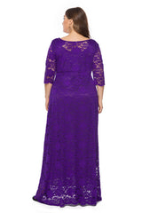 Plus Size Hollow Lace Pocket Dress