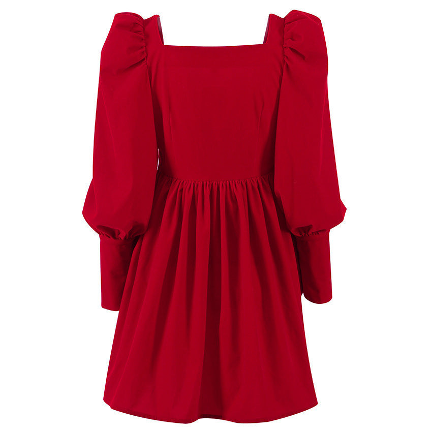 Velvet Red Cocktail Dress A-line Skirt