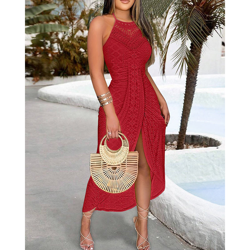 Halter Neck Ruched Bodycon Midi Dresses Elegant Sleeveless Cocktail Party Dress
